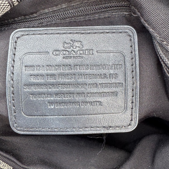 Coach Signature Jacquard Canvas Shoulder Bag Black Leather...